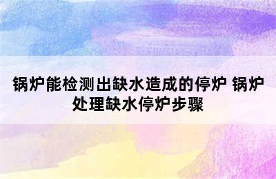 锅炉能检测出缺水造成的停炉 锅炉处理缺水停炉步骤